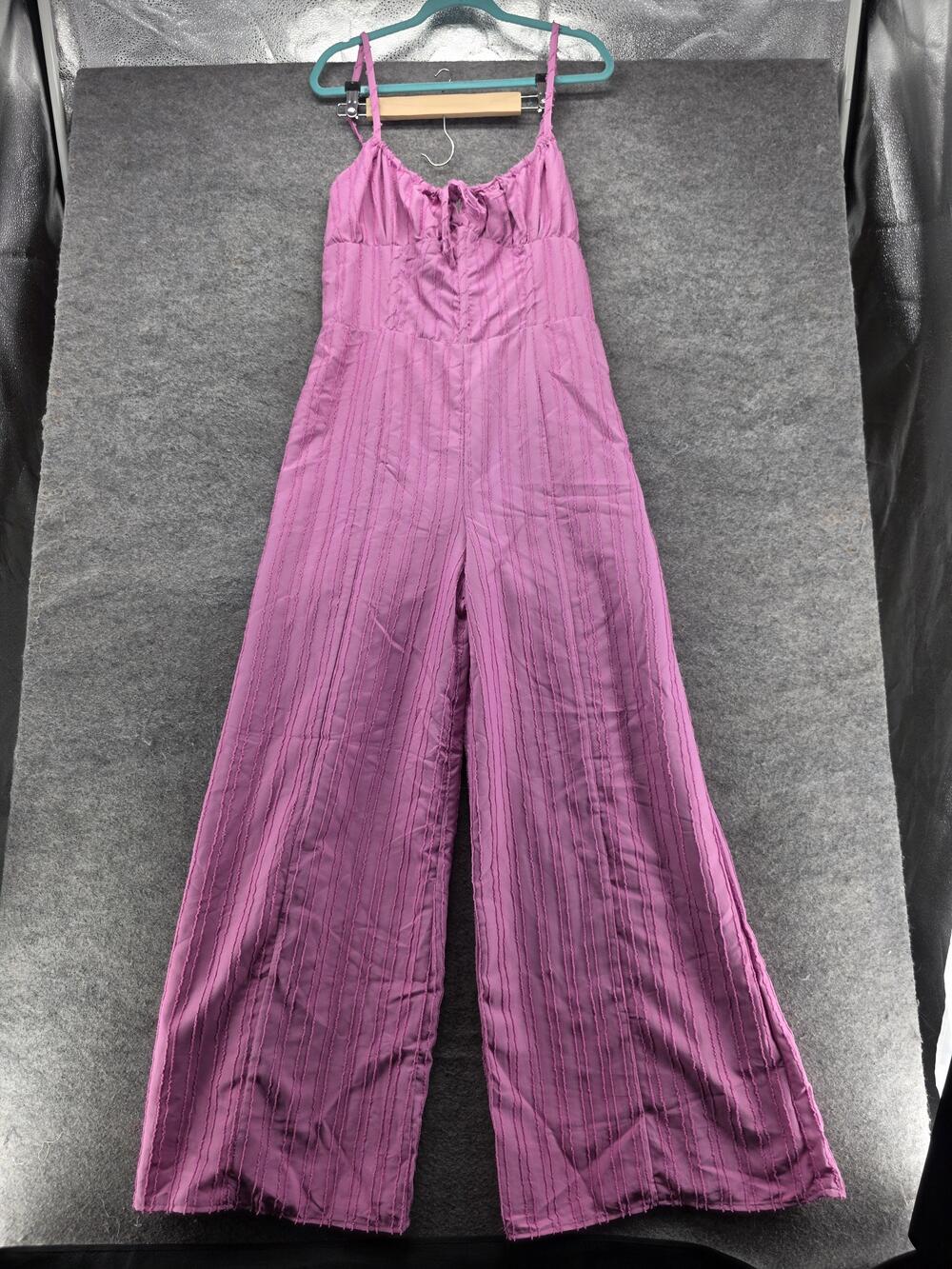 Fashion Nova Jumpsuit Womens XL Pink One-Piece Sweetheart Straps Fringe